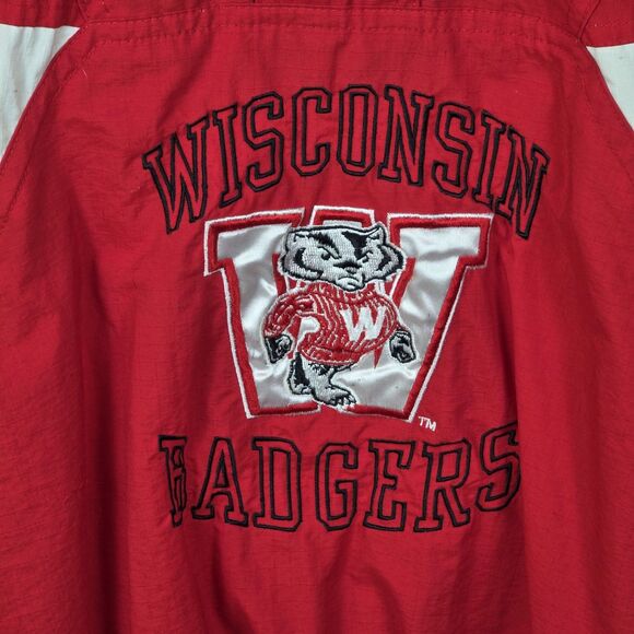 Vintage 90s Men's Large Red Wisconsin Badgers Starter Pullover 1/2 Zip - Picture 2 of 8